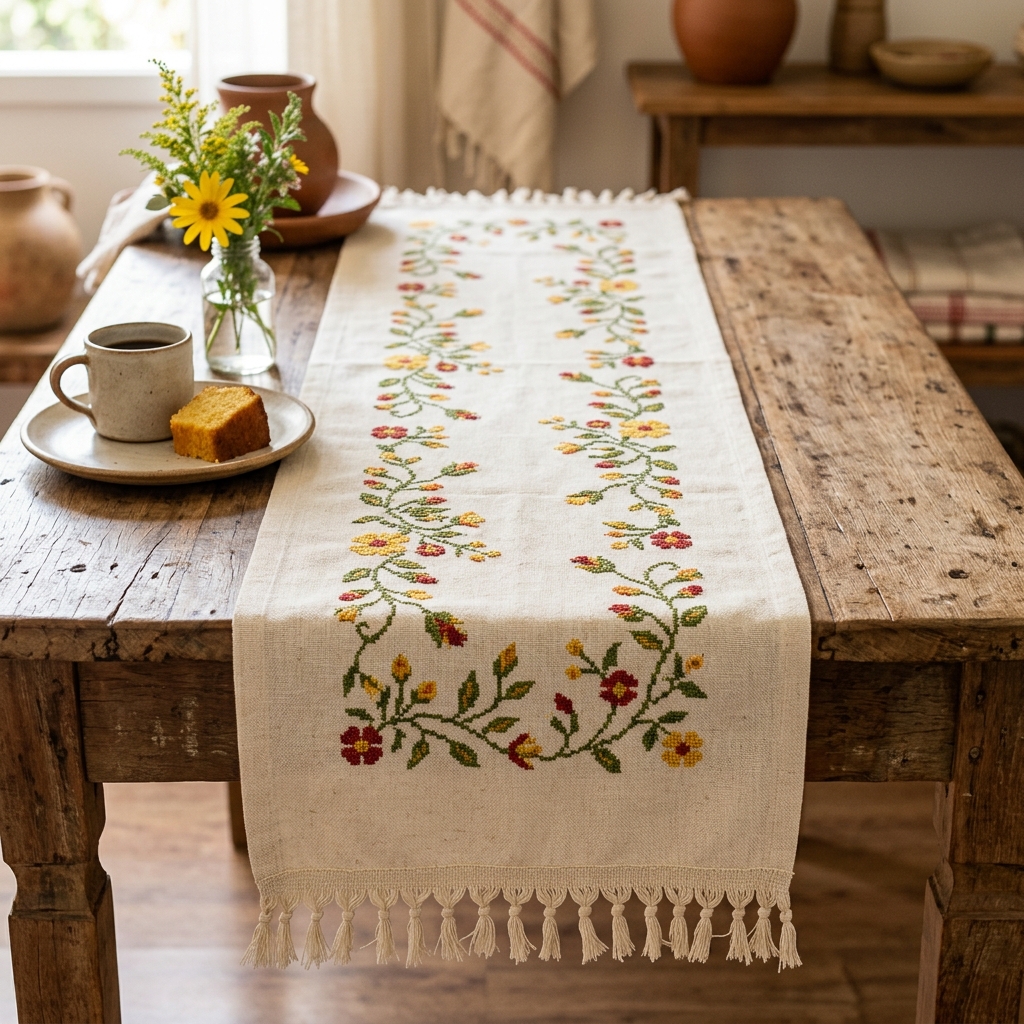 Caminho de Mesa Bordado